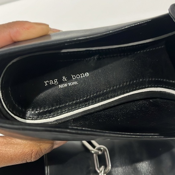 rag & bone Black Leather Loafer with Silver Accent - Picture 6 of 10